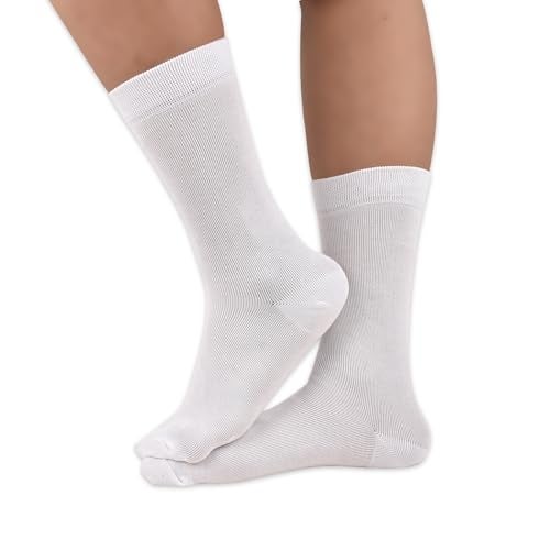 FOOTPRINTS Kids Organic Cotton School Socks - Unisex - Calf length- Pack of 3 | White | Extra soft and Breathable (9-12 Years) - Image 2