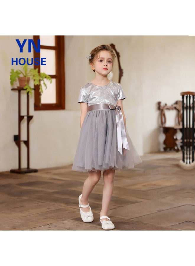 Yinuofang Girls' Princess Dress Summer Performance Dress Host Wedding Flower Girl Dress - Image 2
