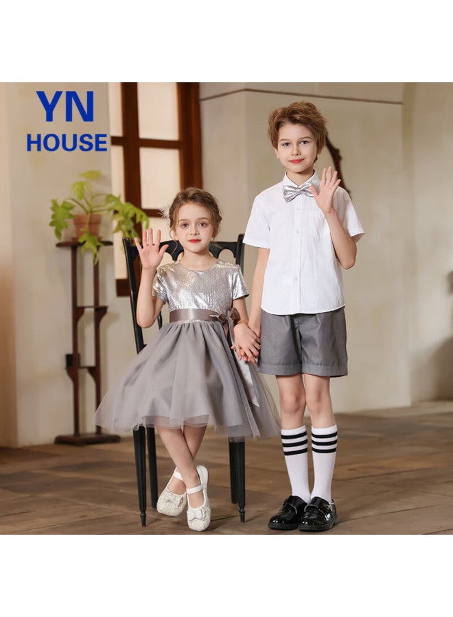 Yinuofang Girls' Princess Dress Summer Performance Dress Host Wedding Flower Girl Dress - Image 5