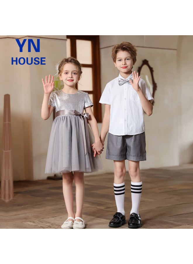 Yinuofang Girls' Princess Dress Summer Performance Dress Host Wedding Flower Girl Dress - Image 1