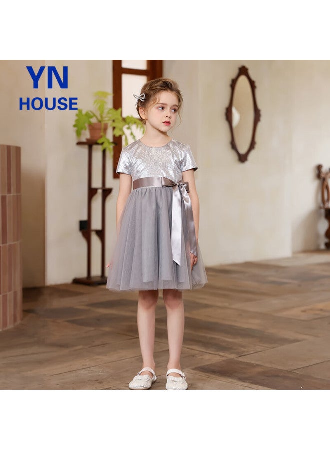 Yinuofang Girls' Princess Dress Summer Performance Dress Host Wedding Flower Girl Dress - Image 3