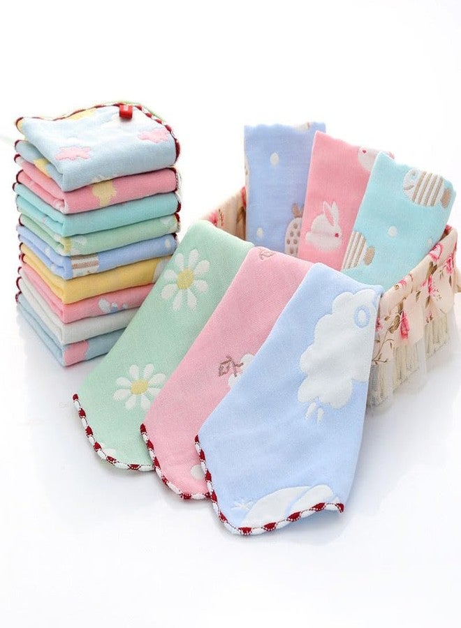TERI BERI Muslin Cotton Face Towels, Soft and Absorbent Wash Clothes for Newborns, Infants and Toddlers (Multicolour) (Size 25x25 cm) (12) - Image 4