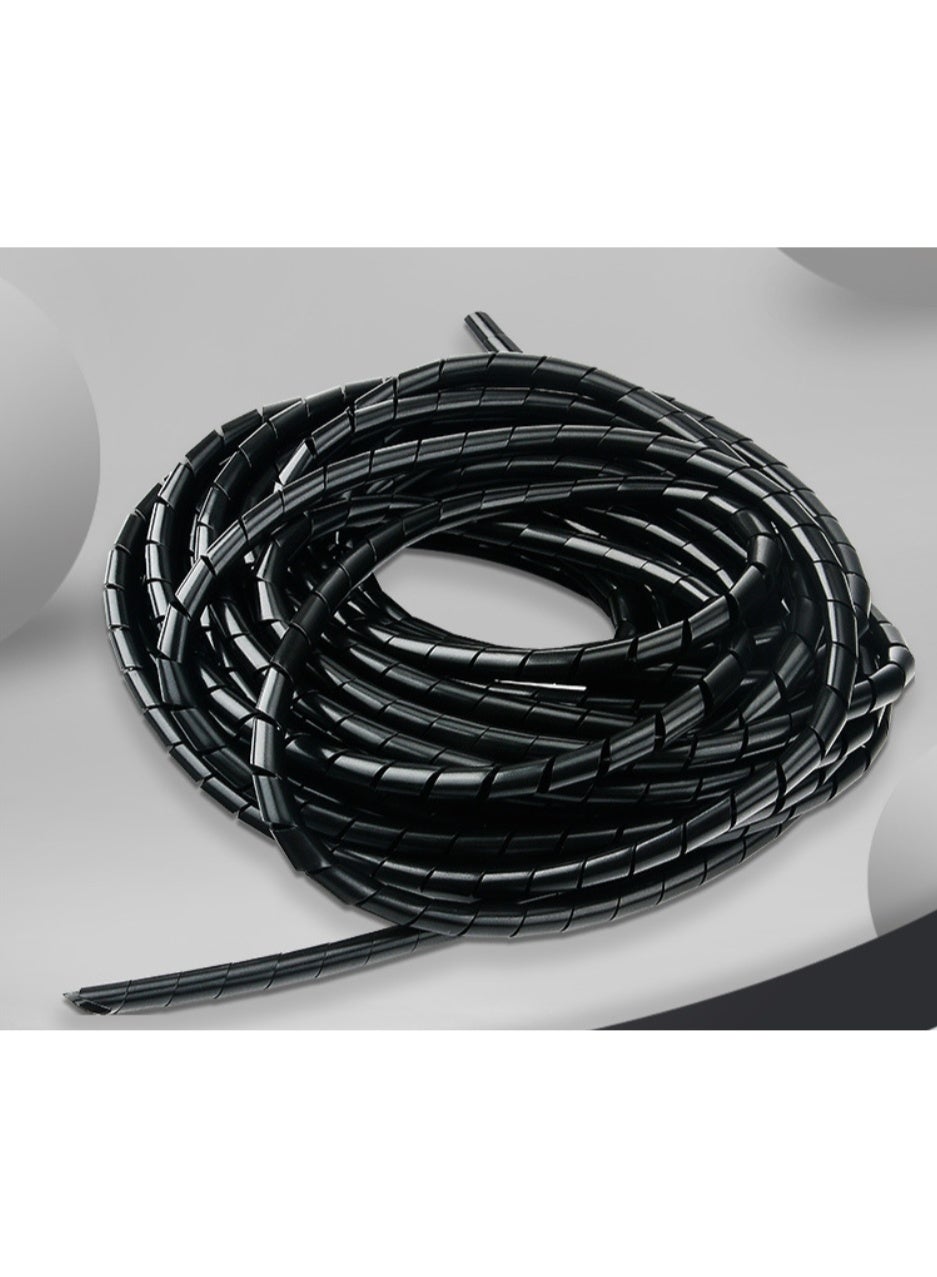 robotgcc Spiral Cable Organizer Sleeve PE Wire Wrap Tube 4mm Black 20M, Cable Management Conduit, Wire Protector, Cord Organizer, Flexible Wrap, Computer Cable Sleeve, Home Office Wiring Tube
