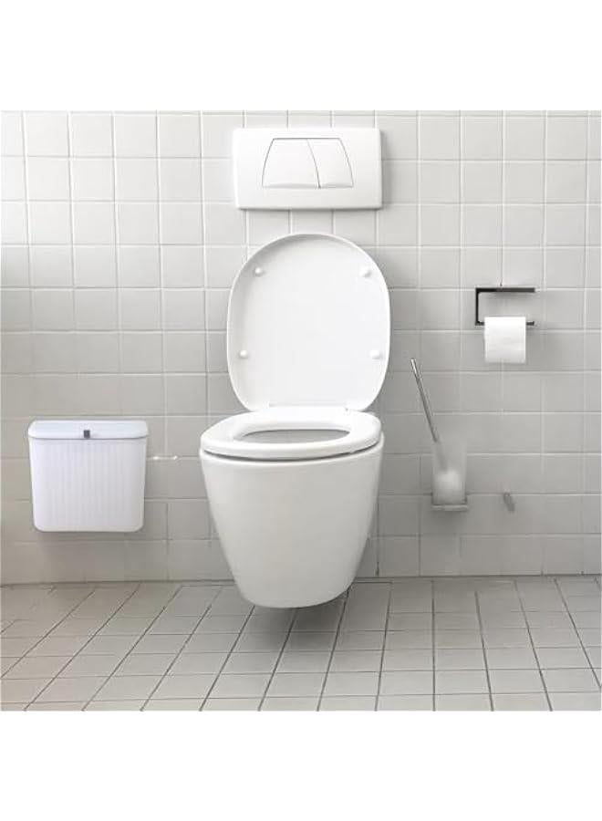 Arabest Sanitary Napkin Receptacle,White Plastic Wall Mounted Tampon Disposal Bin with Lid 10x9x6 inches Feminine Hygiene Trash Can for Women Bathroom Home Office Sanitary Waste(with 200pcs Trash Bag) - Image 2