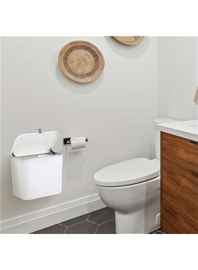 Arabest Sanitary Napkin Receptacle,White Plastic Wall Mounted Tampon Disposal Bin with Lid 10x9x6 inches Feminine Hygiene Trash Can for Women Bathroom Home Office Sanitary Waste(with 200pcs Trash Bag) - Image 3