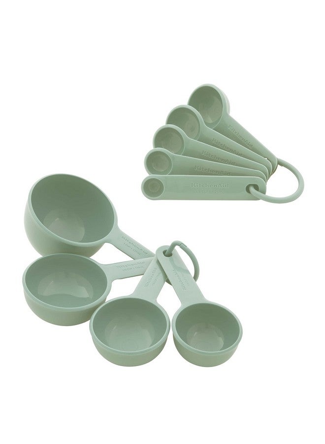 KitchenAid Universal Easy To Read Measuring Cup and Spoon Set with Soft Grip Handle for Maximum Control, Hang Hole and Nesting For Easy Storage, Dishwasher Safe, 9 Piece, Pistachio - Image 1