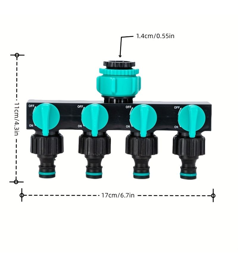Hard Shell Plastic Garden Hose Distributor 4 Outlet with Independent Switches - Image 3