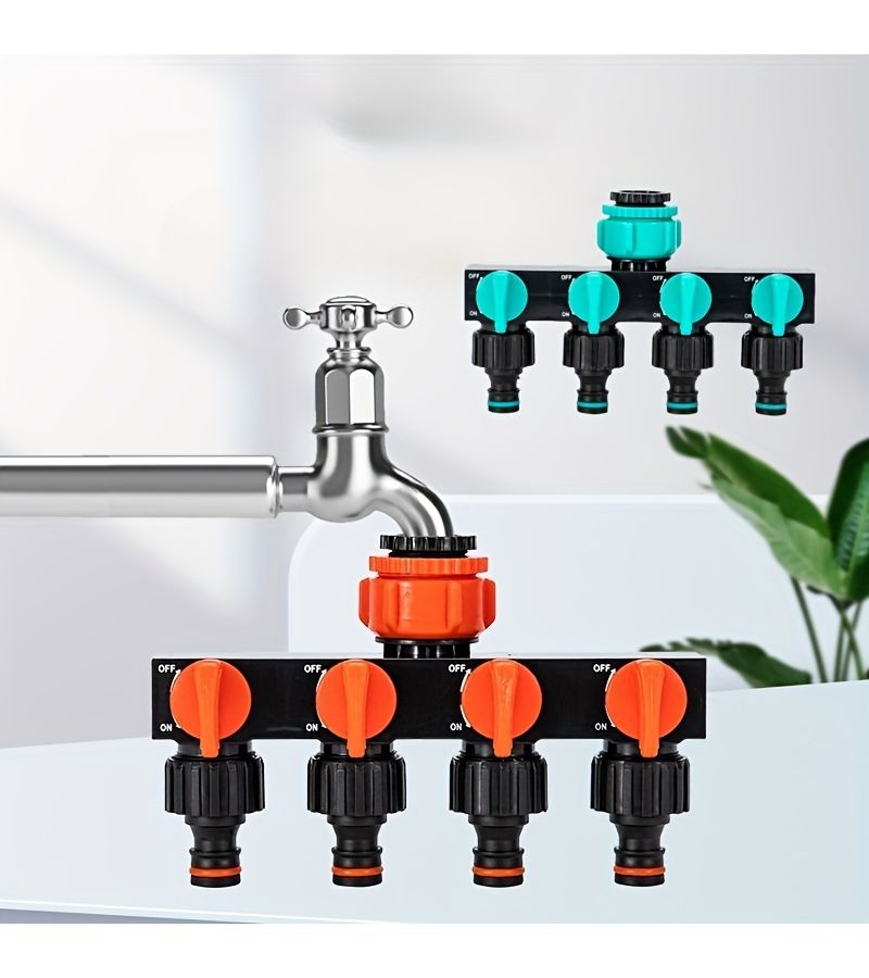 Hard Shell Plastic Garden Hose Distributor 4 Outlet with Independent Switches - Image 2