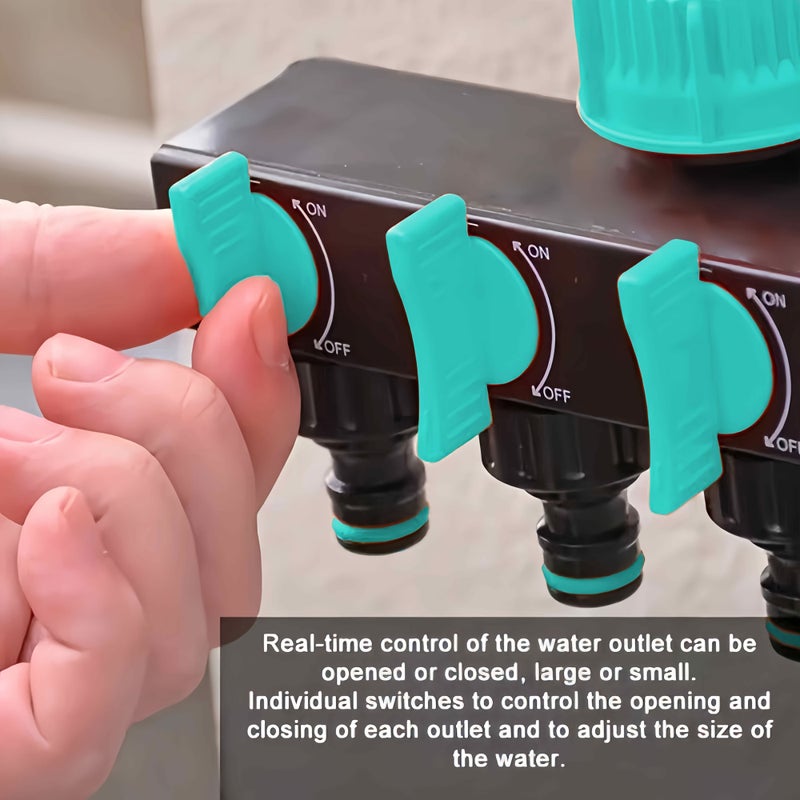 Hard Shell Plastic Garden Hose Distributor 4 Outlet with Independent Switches - Image 5