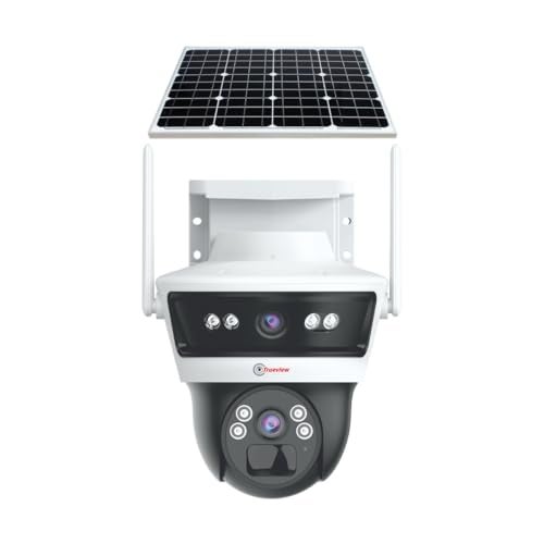 Trueview 3+3Mp Wireless 4G Cellular Mini Pt Solar Powered Linkage Security Camera, 1296p Advanced CCTV Surveillance Solution, Outdoor Camera, Water Proof, 2 Way Talk - Image 1