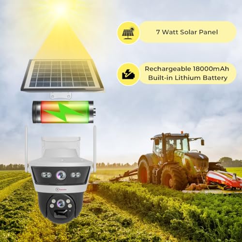 Trueview 3+3Mp Wireless 4G Cellular Mini Pt Solar Powered Linkage Security Camera, 1296p Advanced CCTV Surveillance Solution, Outdoor Camera, Water Proof, 2 Way Talk - Image 3