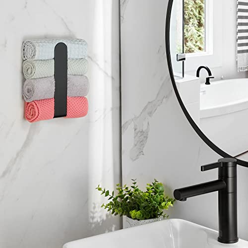 Taozun Hand Towel Holder/Hand Towel Bar - Black Face Towel Holder Self Adhesive Towel Ring for Bathroom, Stainless Steel - Image 5
