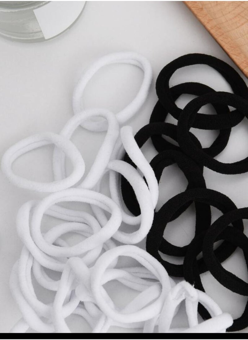 Generic Girly Black and white elastic hair bobbles 4-5 cm diameter ties, 24 pieces  - Image 4