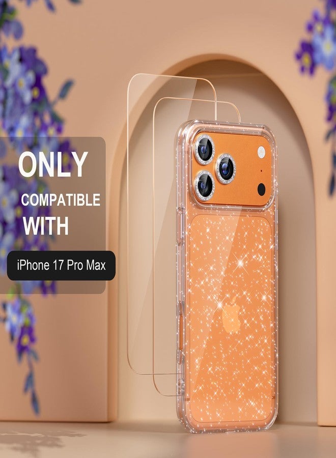 Choiche Compatible for iPhone 17 Pro Max Case, Women Cute Clear Glitter Bling Sparkly Case, [3 x Diamond Camera Lens Protectors] [2 x Tempered Glass Screen Protectors] 6.9-inch (Glitter Clear) - Image 2