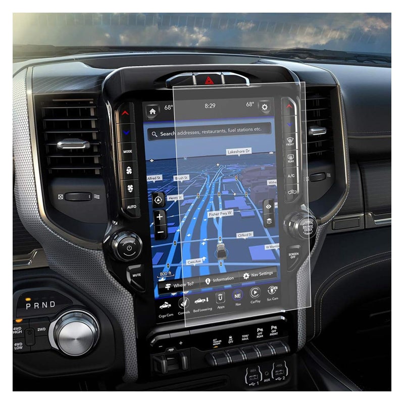 Carwiner Compatible with Dodge Ram Matte Screen Protector 12 Inch 2019-2026 1500 2500 3500 Anti Glare Fingerprint Navigation Protection Tempered Glass Accessories (matte) - Image 2