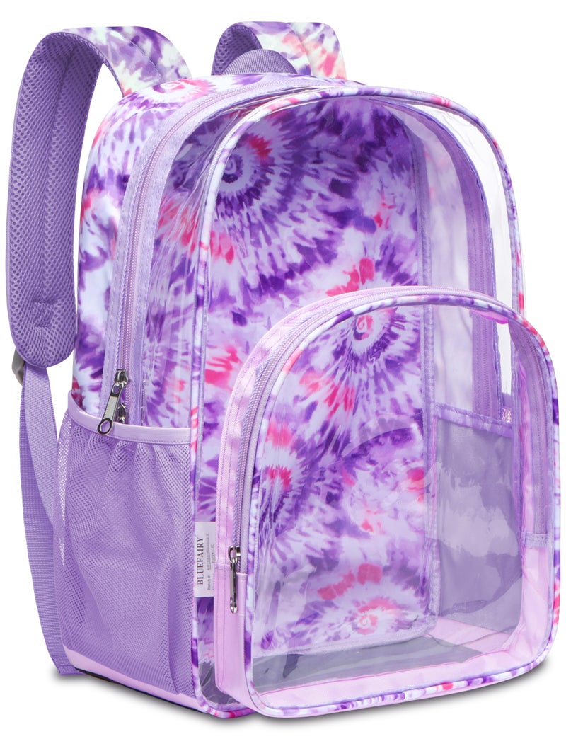 BLUEFAIRY Clear Backpack for Girls School Book Bag Stadium Approved Heavy Duty PVC See Through Bag Large Transparent Bookbag for Kids Travel Work Events Mochilas Escolares para Nias Spiral Purple - Image 2