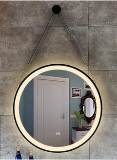 Taimi LED Bathroom Mirror Round with Sling Bathroom Vanity Mirror Waterproof Wall Mounted Vanity Mirror Solid LED Mirror with Brightness Memory Dimmable 50X50CM  - Image 2