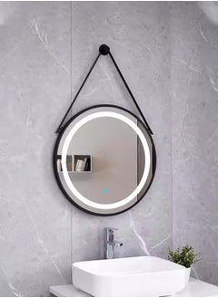 Taimi LED Bathroom Mirror Round with Sling Bathroom Vanity Mirror Waterproof Wall Mounted Vanity Mirror Solid LED Mirror with Brightness Memory Dimmable 50X50CM  - Image 3