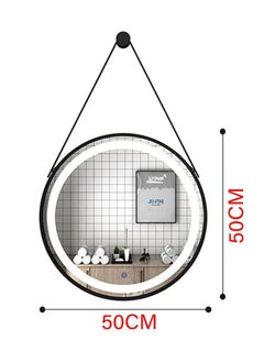 Taimi LED Bathroom Mirror Round with Sling Bathroom Vanity Mirror Waterproof Wall Mounted Vanity Mirror Solid LED Mirror with Brightness Memory Dimmable 50X50CM  - Image 5