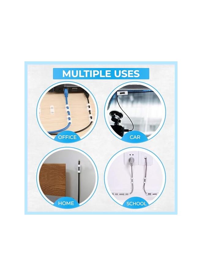 PROMASS promass 75 Pcs Transparent Self-Adhesive Cable Management Clips Hooks Clip with Adhesive Tapes, Clear Sticky Tidy Cord &Wires Organizer Clips for Office & Home  - Image 2
