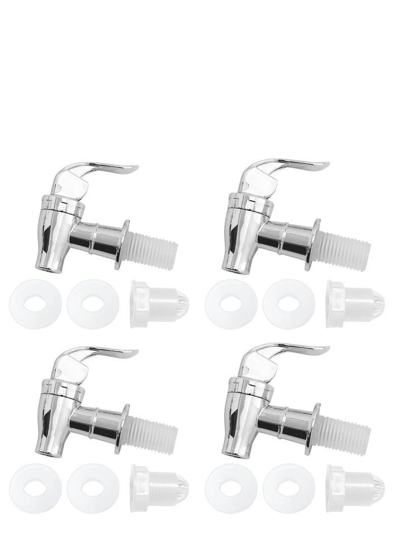 KASTWAVE 4PCS Beverage Dispenser Spigot Replacement ABS Plastic Press Type Faucets Tap Reusable Spigot Drink Dispenser Tap Replacement for Hot Cold Cater Juice Barrel (Silver)  - Image 1