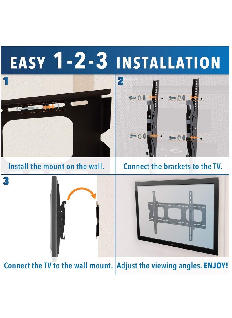 ELTRAZONE TV Wall Mount Bracket For Samsung Sony LG Panasonic TCL Element 32 40 42 47 50 55 60 65 Inch TVs VESA 200x200 400x400 600x400, 750x450 Compatible Premium Tilt 175 Lbs Capacity  - Image 5