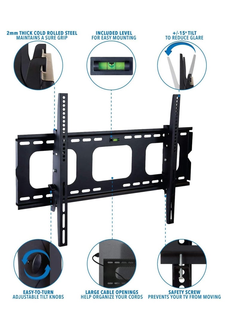 ELTRAZONE TV Wall Mount Bracket For Samsung Sony LG Panasonic TCL Element 32 40 42 47 50 55 60 65 Inch TVs VESA 200x200 400x400 600x400, 750x450 Compatible Premium Tilt 175 Lbs Capacity  - Image 2
