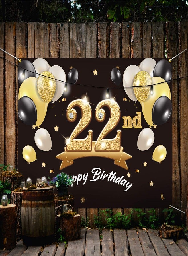 PAKBOOM Happy 22nd Birthday Banner Backdrop - 22 Birthday Party Decorations Supplies for Men Him - Black Gold 4 x 6ft - Image 5