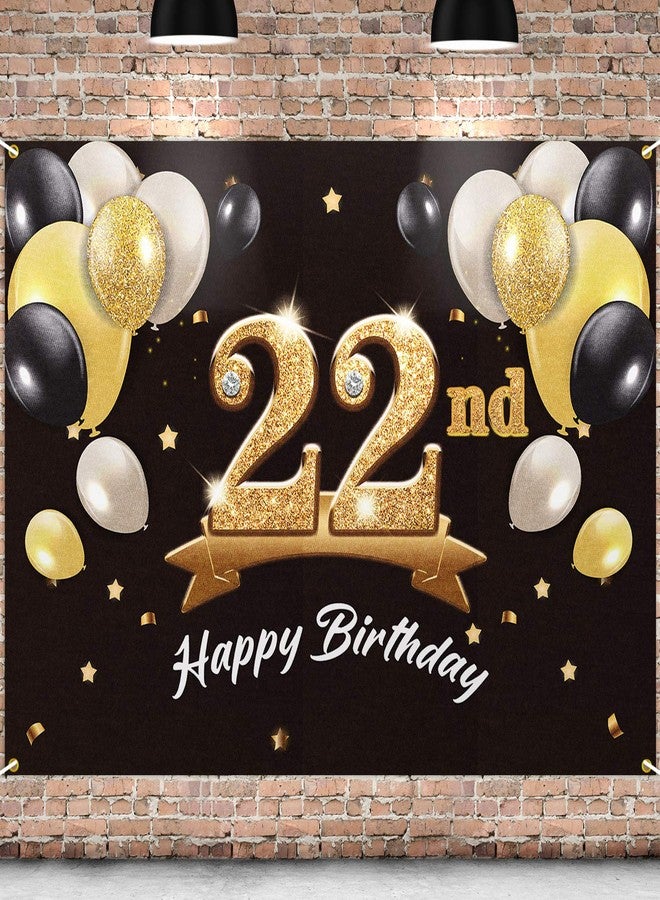 PAKBOOM Happy 22nd Birthday Banner Backdrop - 22 Birthday Party Decorations Supplies for Men Him - Black Gold 4 x 6ft - Image 1
