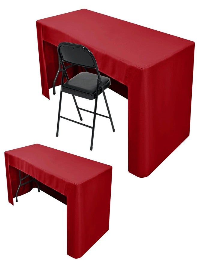 Nasitos 2 Pack Red Fitted Tablecloth Rectangular for 6 Foot Tables Trade Show-Open Back Tablecloth Washable and Wrinkle Resistant Fabric Table Cloth for Weddings, Parties, Buffet, Trade Fairs - Image 1