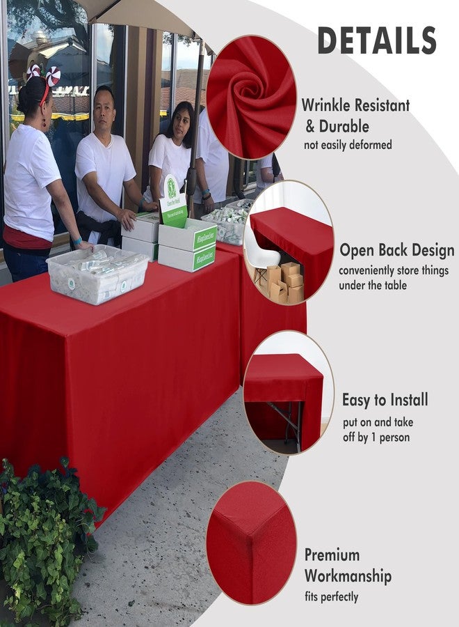 Nasitos 2 Pack Red Fitted Tablecloth Rectangular for 6 Foot Tables Trade Show-Open Back Tablecloth Washable and Wrinkle Resistant Fabric Table Cloth for Weddings, Parties, Buffet, Trade Fairs - Image 4