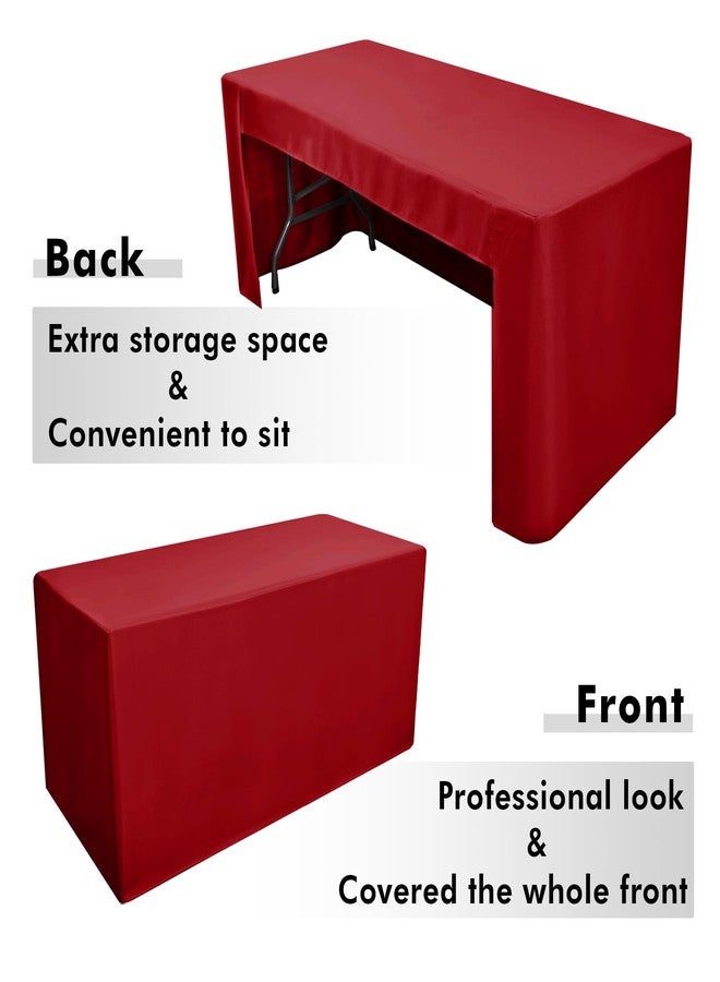 Nasitos 2 Pack Red Fitted Tablecloth Rectangular for 6 Foot Tables Trade Show-Open Back Tablecloth Washable and Wrinkle Resistant Fabric Table Cloth for Weddings, Parties, Buffet, Trade Fairs - Image 5