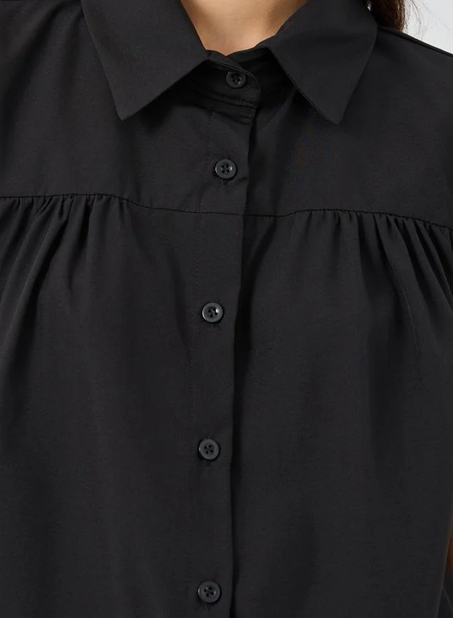 Take Two Take Two Solid Ruffle Short Sleeve Regular Fit Shirt