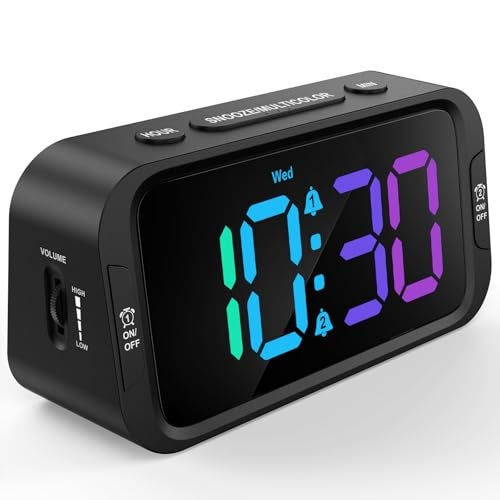 Odokee Digital Dual Alarm Clock for Bedroom: RGB Electric Clock with USB Charger for Kids Teens - Dimmable Clock with Weekday Weekend Mode for Bedside Desk - Image 1