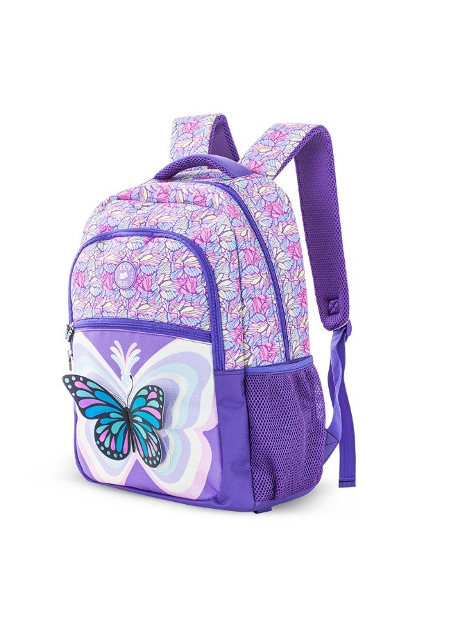 Eazy Kids 18" Set of 4 Backpack w/ 4 Wheel Trolley, Lunch Bag and Pencil Case - 3D Butterfly Purple - Image 4