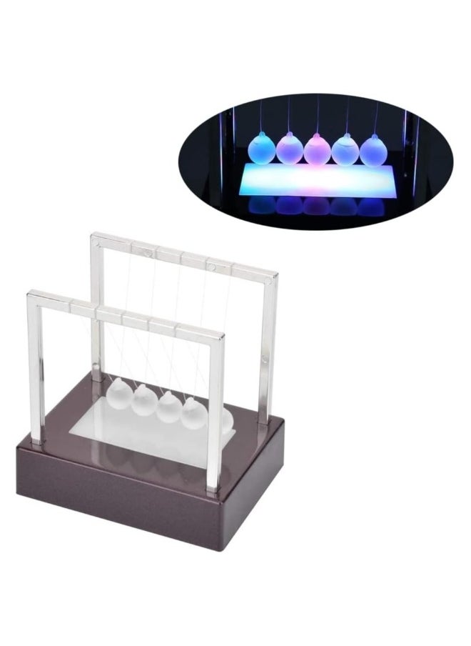 Generic - Classic LED Light-Up Newton's Cradle Kinetic Energy Ball, Multi-Color Desk Toy for Home Office Decoration,  Science Gift for Birthdays and Physics Enthusiasts. - Image 1