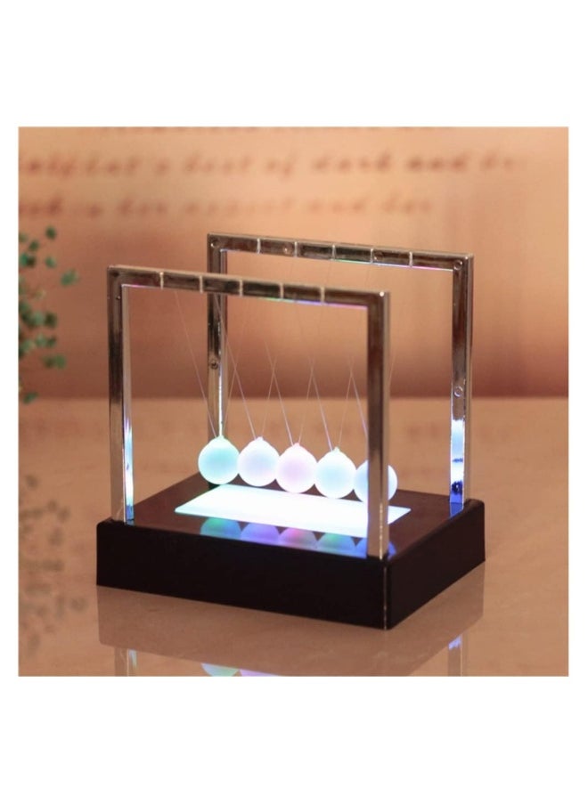 Generic - Classic LED Light-Up Newton's Cradle Kinetic Energy Ball, Multi-Color Desk Toy for Home Office Decoration,  Science Gift for Birthdays and Physics Enthusiasts. - Image 1