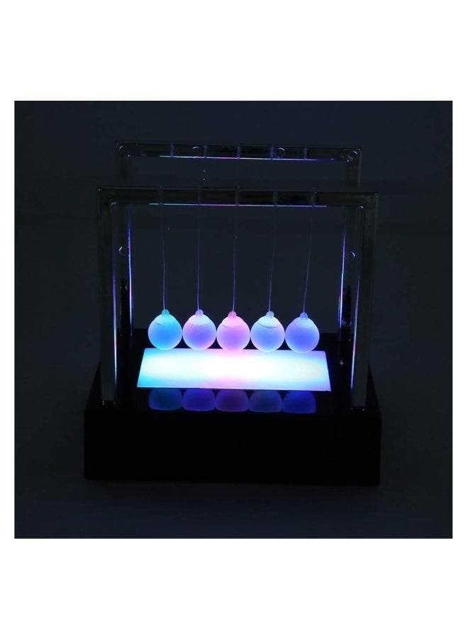 Generic - Classic LED Light-Up Newton's Cradle Kinetic Energy Ball, Multi-Color Desk Toy for Home Office Decoration,  Science Gift for Birthdays and Physics Enthusiasts. - Image 1
