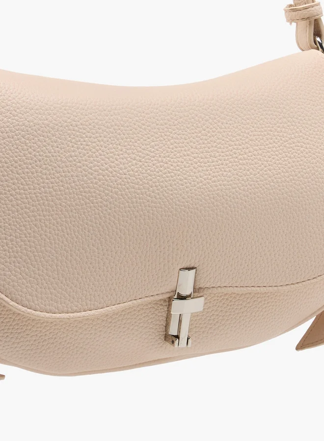Flora Bella By Shoexpress Textured Crossbody Bag with Detachable Shoulder Strap