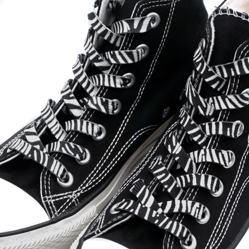 DANHUA Colorful Flat Shoe Laces: 2 Pair 43Inch Zebra Stripe Printed Shoelaces for Sneakers - Image 3