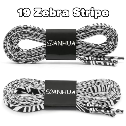 DANHUA Colorful Flat Shoe Laces: 2 Pair 43Inch Zebra Stripe Printed Shoelaces for Sneakers - Image 2