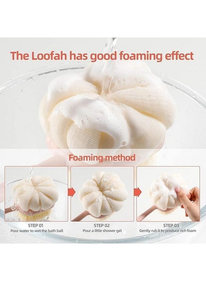 SANGOZ Bath Brush Round Handle Shower Body Plastic Brush with Bristles and Loofah, Back Scrubber Bath Mesh Sponge with Curved Long Handle for Men and Women (Pack of 1) (MultiColor) - Image 4