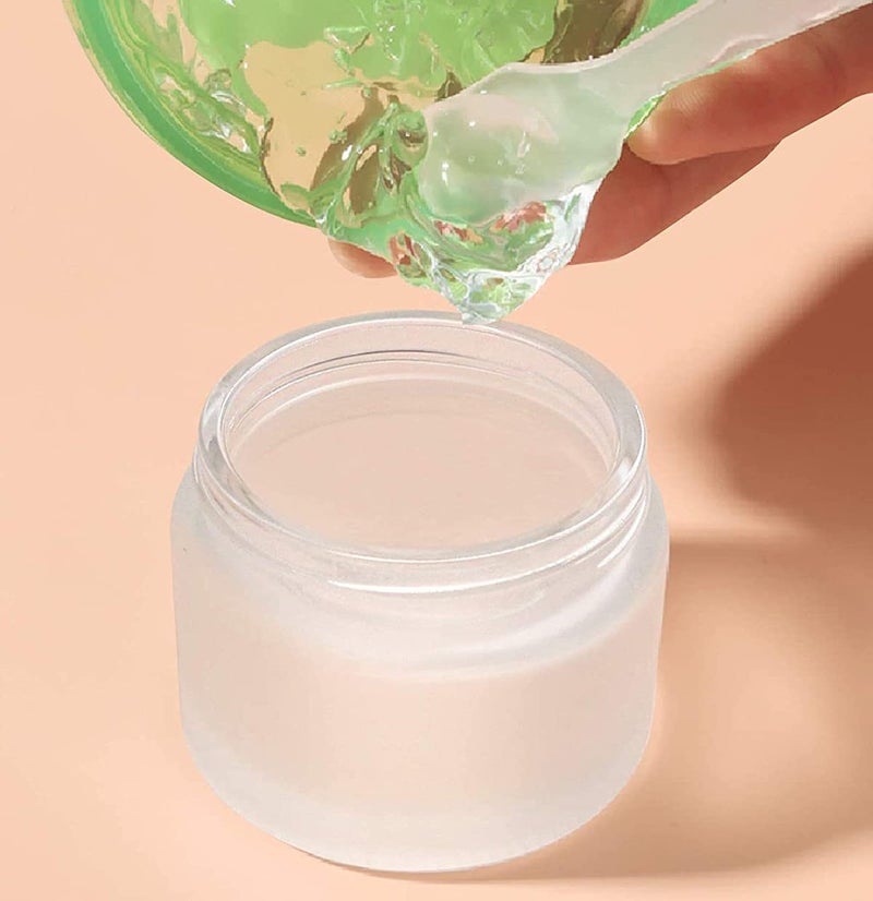 Healthcom 10 Packs 15Ml/15G Empty Sample Jars Frosted Glass Cream Jar Bottle With Wood Grain Lid Cosmetic Containers Glass Cream Box Refillable Glass Cream Jar Pot For Makeup Lotion Face Eyeshadow - Image 5