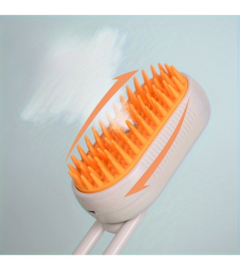 Coffee 3 In 1 Pet Steam Grooming Brush With Self Cleaning System For Dogs Cats - Image 2