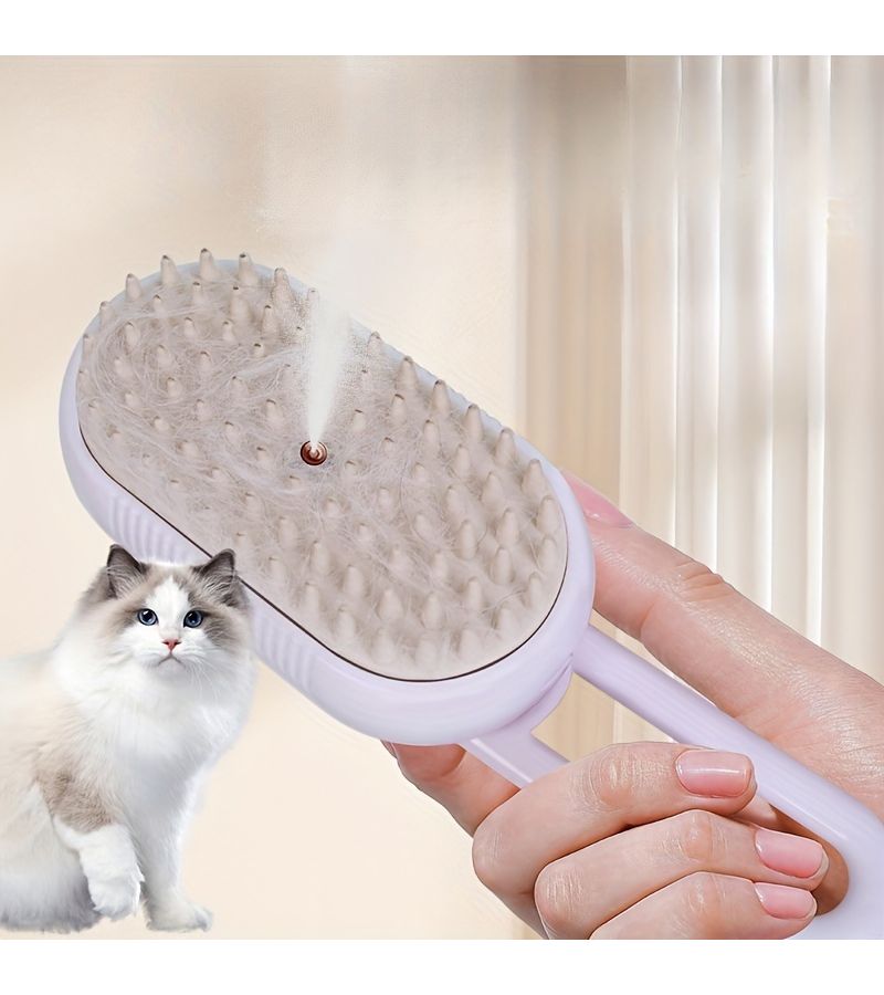 Coffee 3 In 1 Pet Steam Grooming Brush With Self Cleaning System For Dogs Cats - Image 5