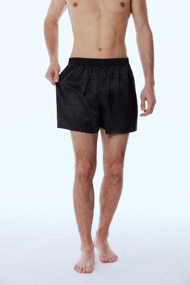 Jveyvth Men's Satin Boxers Pack Silky Boxer Shorts for Men, Silk Feeling Men's Underwear with Button Fly Pajamas Sleep Shorts - Image 4