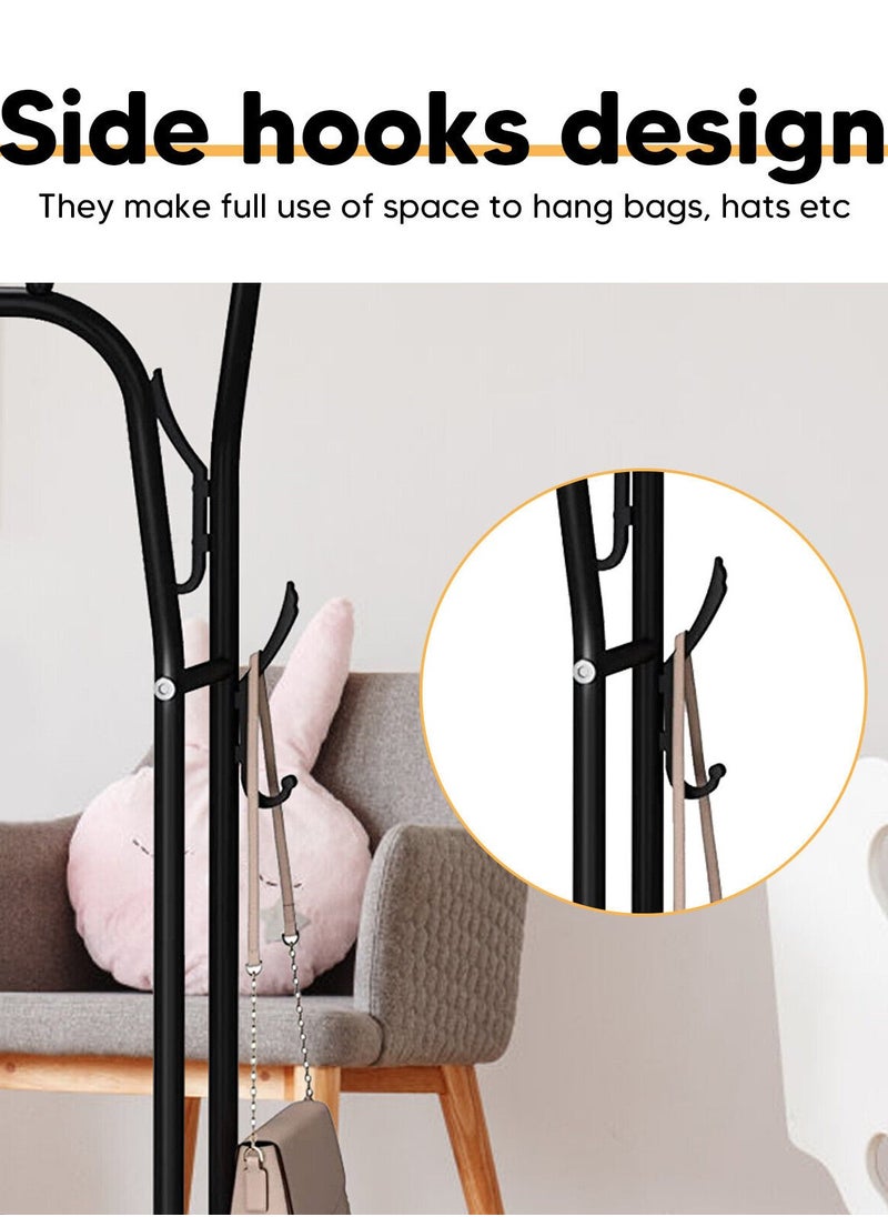 Toshionics - Modern Minimalist Double Rail Garment Rack with Two Tier Shoe Storage And Side Hooks  Anti Slip and Rust Resistant Design - Image 1