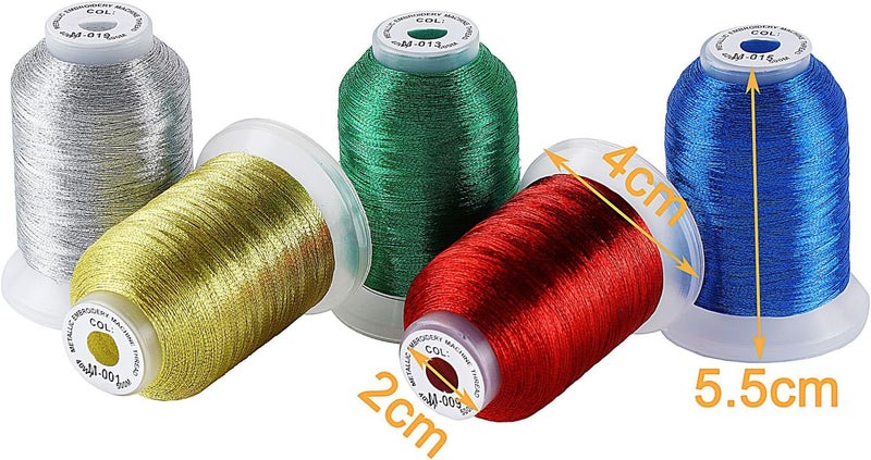 New brothread 21 Assorted Colors Metallic Embroidery Machine Thread Kit 500M (550Y) Each Spool for Computerized Embroidery and Decorative Sewing - Image 3