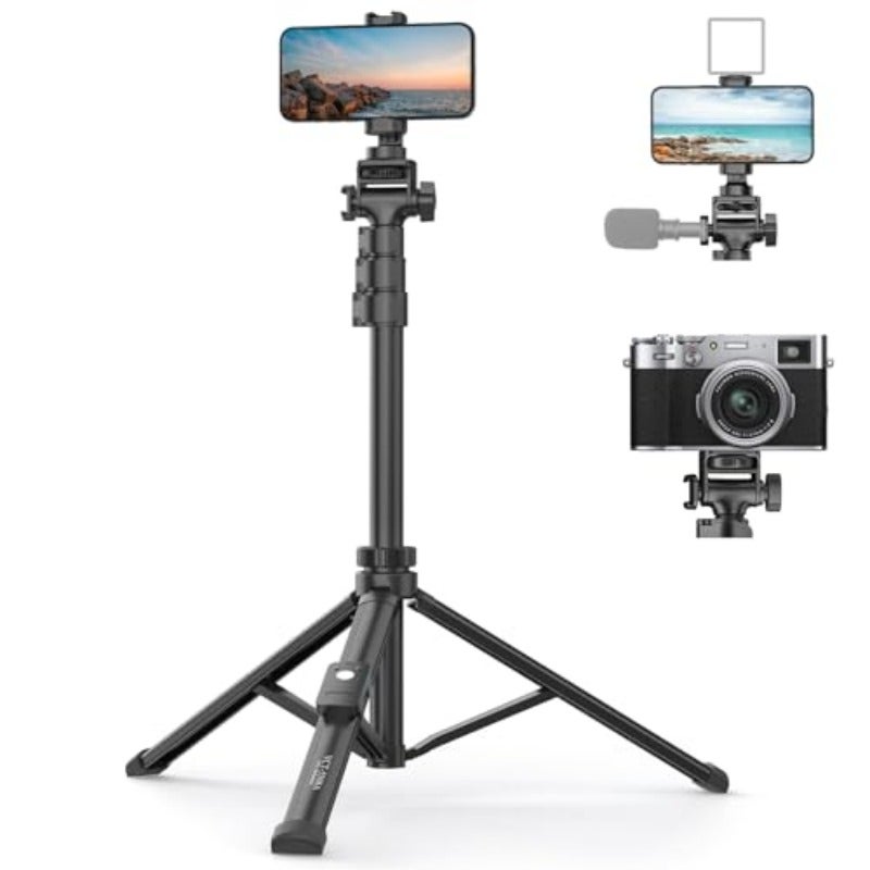 TONEOF 170cm Phone Camera Tripod Stand with Remote Phone Holder Selfie Stick Tripod for Travel Video Recording Tall Smartphone Tripod Compatible with iPhone Android Webcamera - Image 1