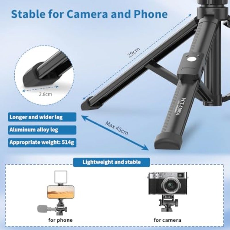 TONEOF 170cm Phone Camera Tripod Stand with Remote Phone Holder Selfie Stick Tripod for Travel Video Recording Tall Smartphone Tripod Compatible with iPhone Android Webcamera - Image 5